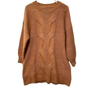 Aerie Womens Sweater XS Salmon Oversized Cable Knit Crewneck Drop Shoulder